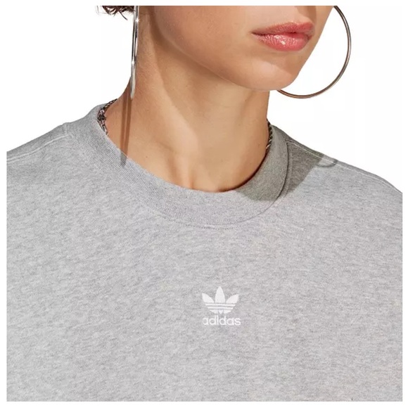 adidas Originals Adicolor Essentials fleece Crew Sweatshirt large grey Heather - Picture 3 of 9